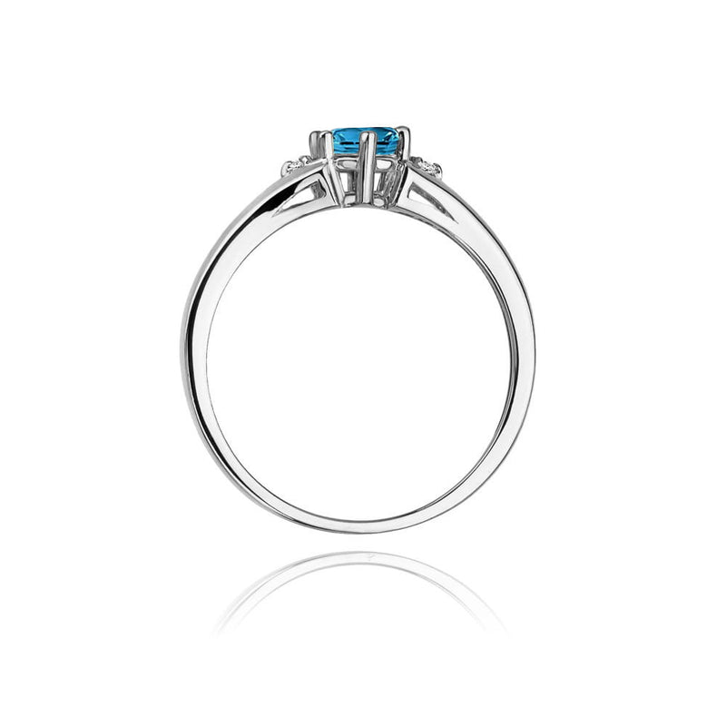 Inel Aur 9K cu Topaz London Blue 0.50 ct si Diamante Naturale 0.03 ct, imaginea 7 din 8