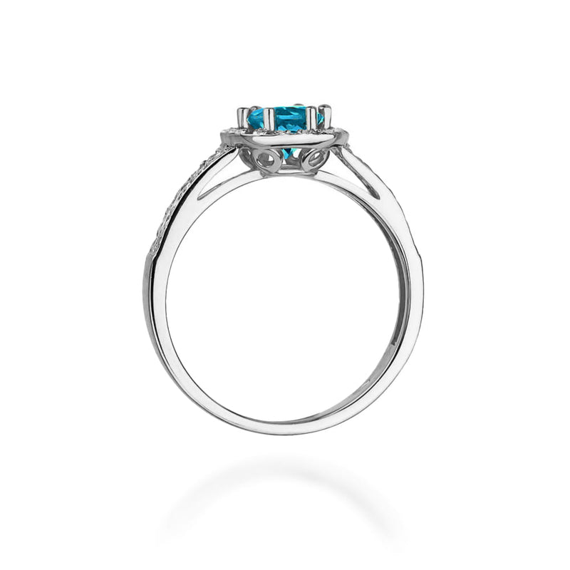 Inel Aur 9K cu Topaz London Blue 0.50 ct si Diamante Naturale 0.20 ct, imaginea 7 din 8