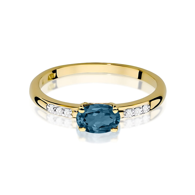 Inel Aur 9K cu Topaz London Blue 0.50 ct si Diamante Naturale 0.03 ct, imaginea 2 din 8