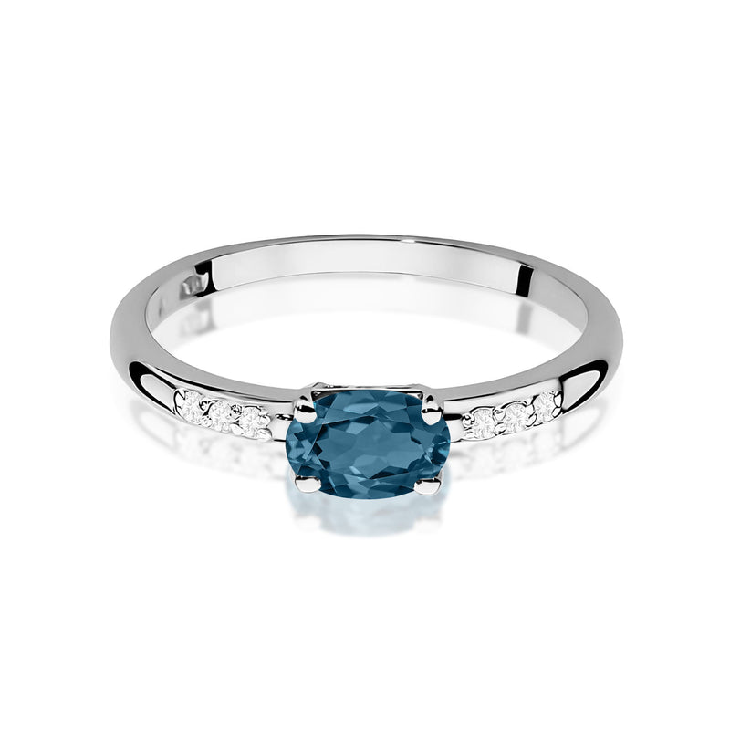 Inel Aur 9K cu Topaz London Blue 0.50 ct si Diamante Naturale 0.03 ct, imaginea 6 din 8