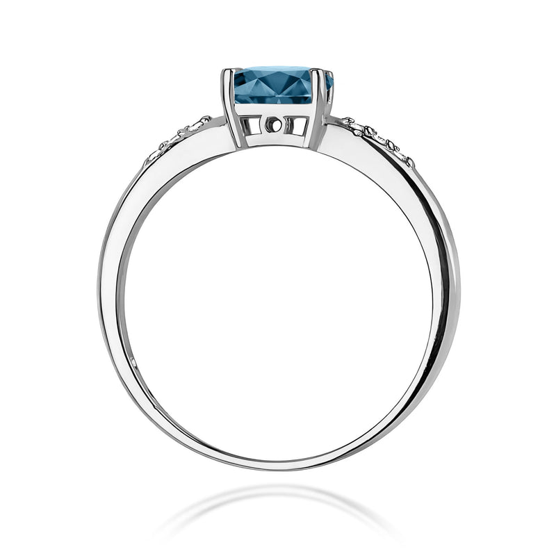 Inel Aur 9K cu Topaz London Blue 0.50 ct si Diamante Naturale 0.03 ct, imaginea 7 din 8