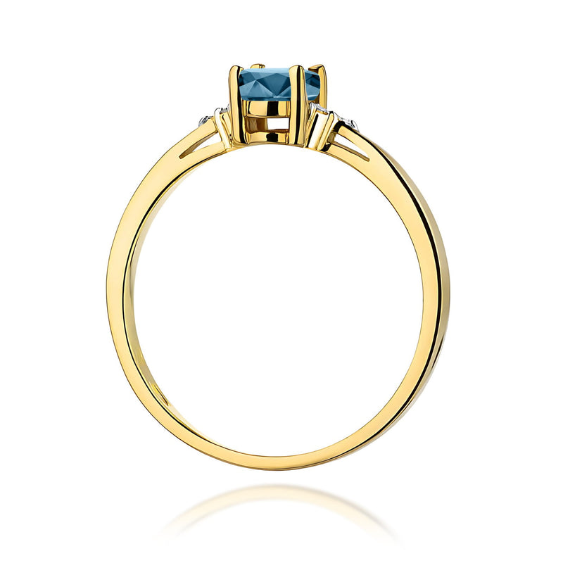 Inel Aur 9K cu Topaz London Blue 0.50 ct si Diamante Naturale 0.05 ct, imaginea 3 din 8