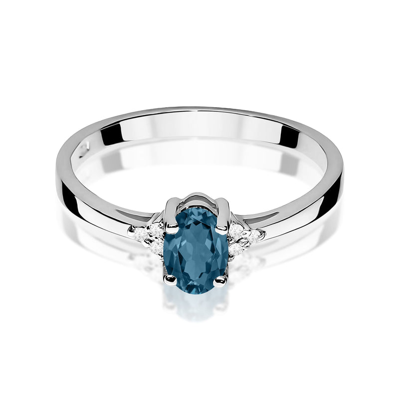 Inel Aur 9K cu Topaz London Blue 0.50 ct si Diamante Naturale 0.05 ct, imaginea 6 din 8