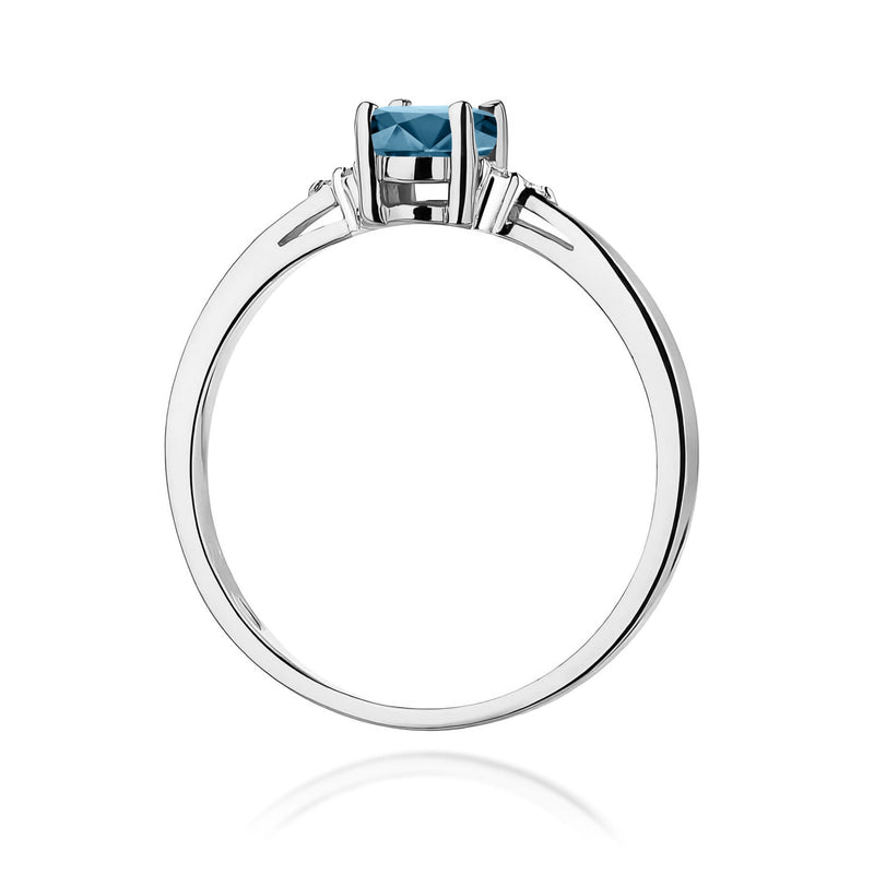 Inel Aur 9K cu Topaz London Blue 0.50 ct si Diamante Naturale 0.05 ct, imaginea 7 din 8