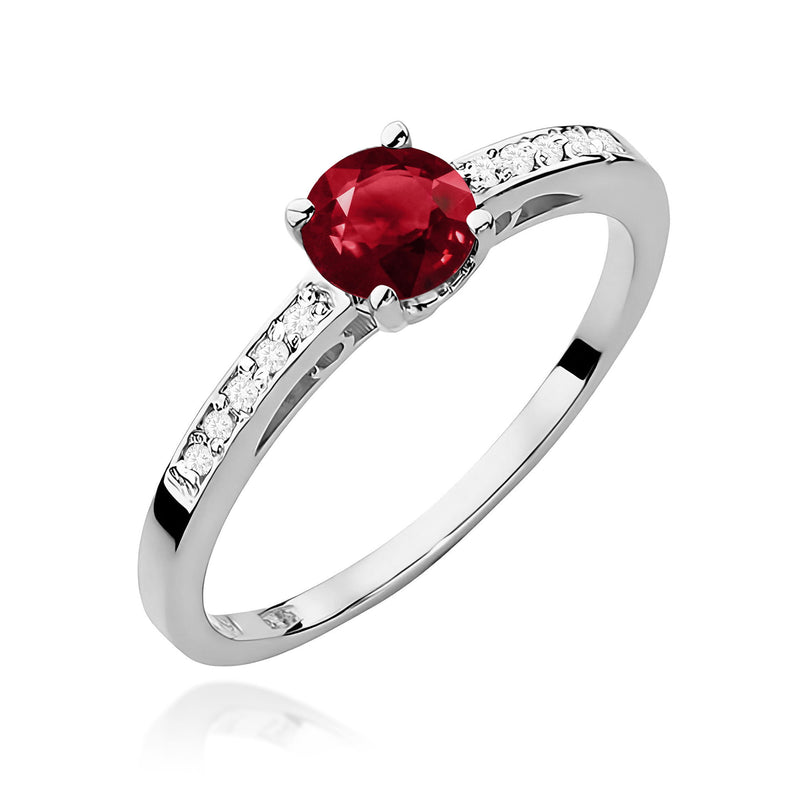 Inel Aur 9K cu Granat 0.60 ct si Diamante Naturale 0.05 ct, imaginea 5 din 8