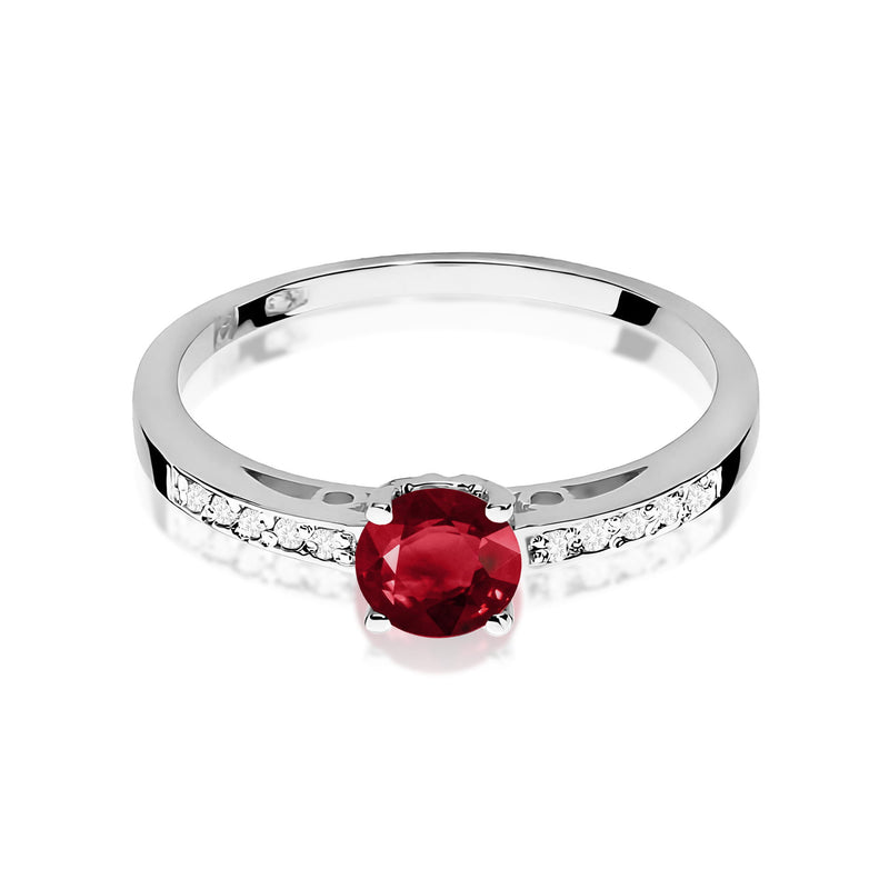 Inel Aur 9K cu Granat 0.60 ct si Diamante Naturale 0.05 ct, imaginea 6 din 8