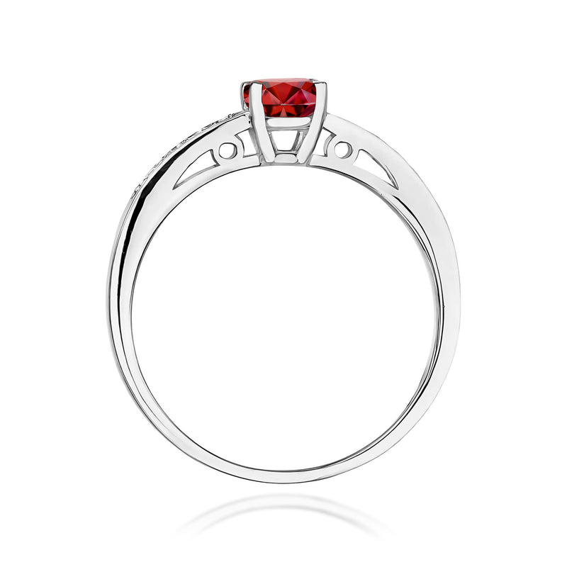 Inel Aur 9K cu Granat 0.60 ct si Diamante Naturale 0.05 ct, imaginea 7 din 8