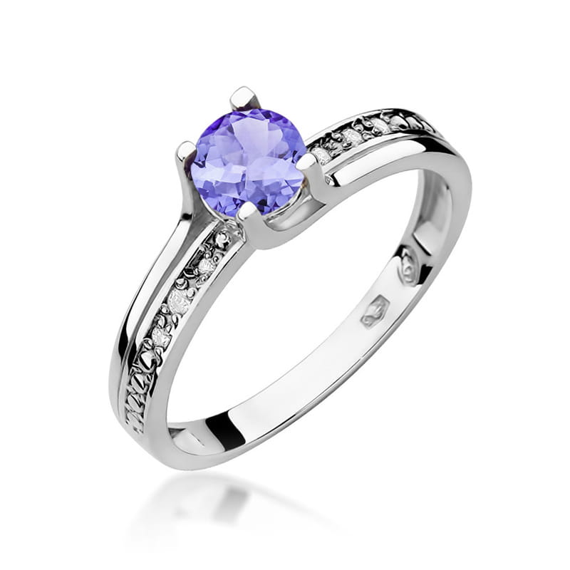 Inel Aur 9K cu Tanzanit 0.50 ct si Diamante Naturale 0.03 ct, imaginea 5 din 8