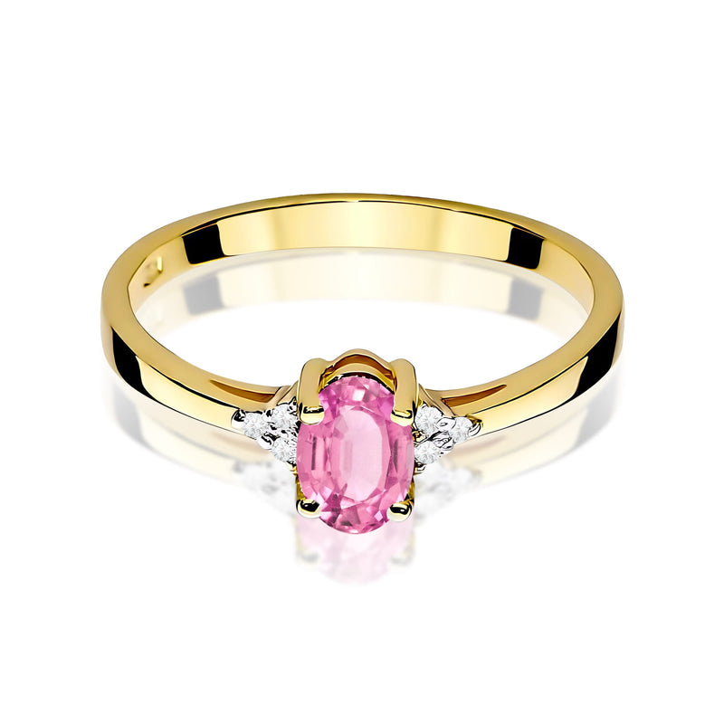 Inel Aur 9K cu Topaz Roz 0.50 ct si Diamante Naturale 0.05 ct, imaginea 2 din 8