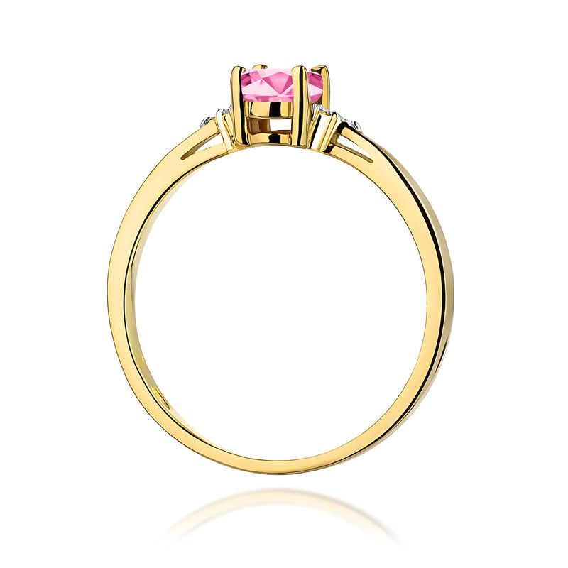 Inel Aur 9K cu Topaz Roz 0.50 ct si Diamante Naturale 0.05 ct, imaginea 3 din 8
