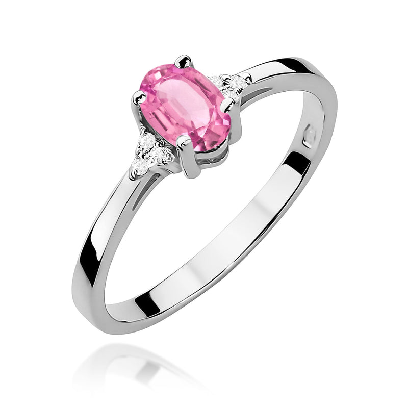 Inel Aur 9K cu Topaz Roz 0.50 ct si Diamante Naturale 0.05 ct, imaginea 5 din 8