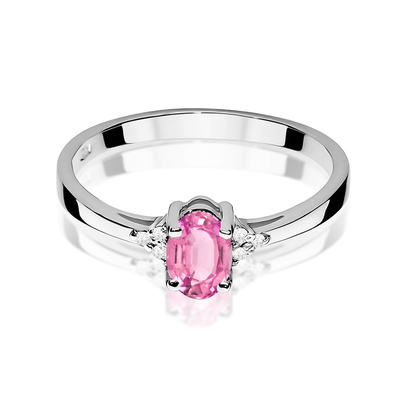 Inel Aur 9K cu Topaz Roz 0.50 ct si Diamante Naturale 0.05 ct, imaginea 6 din 8