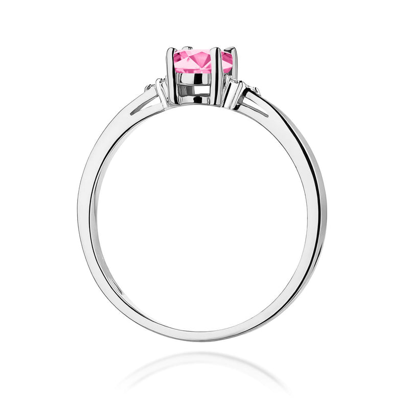 Inel Aur 9K cu Topaz Roz 0.50 ct si Diamante Naturale 0.05 ct, imaginea 7 din 8