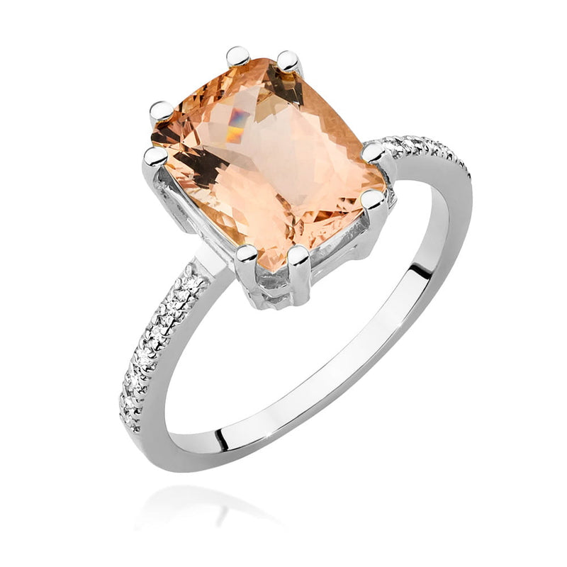 Inel Aur 9K cu Morganit 2.80 ct si Diamante Naturale 0.07 ct, imaginea 7 din 9