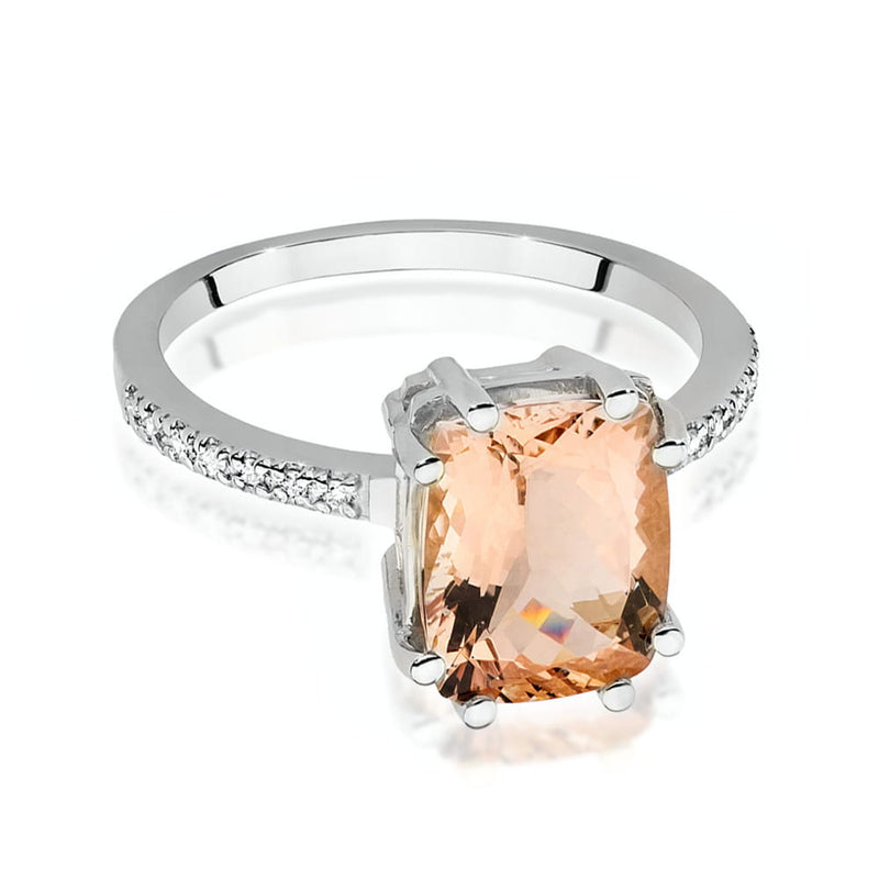 Inel Aur 9K cu Morganit 2.80 ct si Diamante Naturale 0.07 ct, imaginea 8 din 9