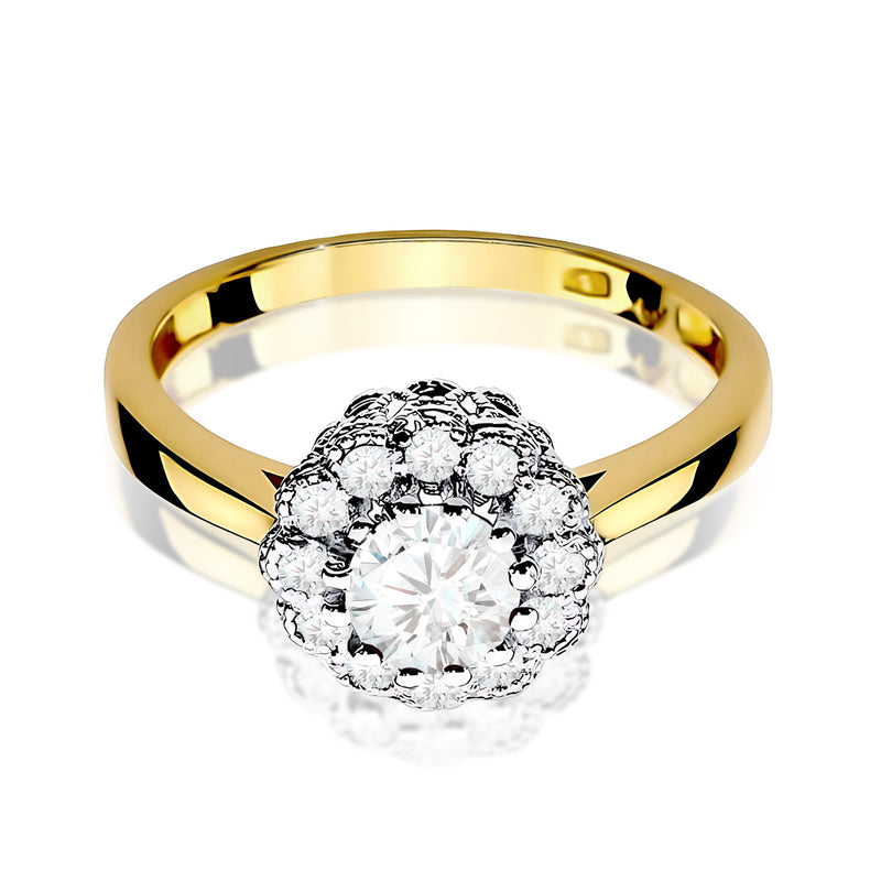 Inel Aur 9K cu Safir Alb 0.60 ct si Diamante Naturale 0.17 ct, imaginea 2 din 8