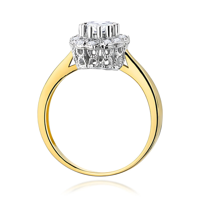 Inel Aur 9K cu Safir Alb 0.60 ct si Diamante Naturale 0.17 ct, imaginea 3 din 8