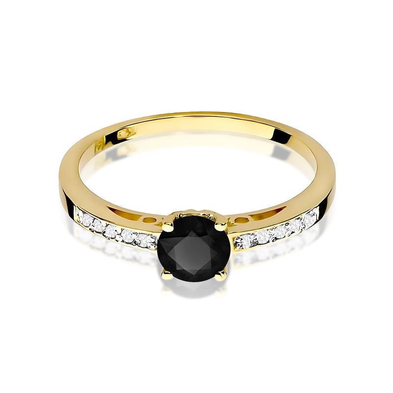 Inel Aur 9K cu Diamante Naturale Albe si Negre 0.55 ct, imaginea 2 din 8