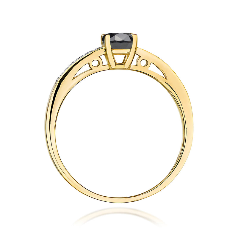 Inel Aur 9K cu Diamante Naturale Albe si Negre 0.55 ct, imaginea 3 din 8