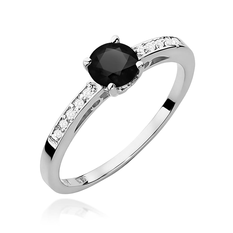Inel Aur 9K cu Diamante Naturale Albe si Negre 0.55 ct, imaginea 5 din 8