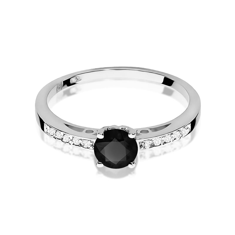 Inel Aur 9K cu Diamante Naturale Albe si Negre 0.55 ct, imaginea 6 din 8
