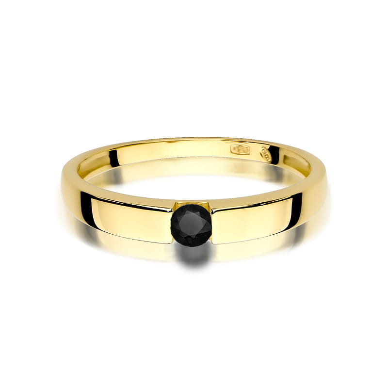 Inel Aur 9K cu Diamant Natural Negru 0.12 ct, imaginea 2 din 7