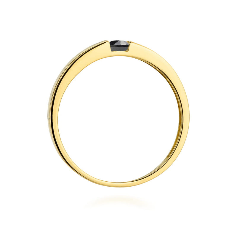 Inel Aur 9K cu Diamant Natural Negru 0.12 ct, imaginea 3 din 7