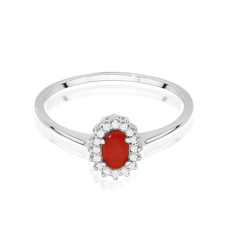 Inel Aur 9K cu Coral 0.20 ct si Diamante Naturale 0.08 ct, imaginea 16 din 21