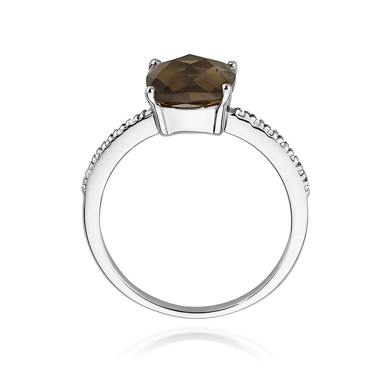 Inel Aur 9K cu Smoky Quartz 2.00 ct si Diamante Naturale 0.07 ct, imaginea 7 din 8