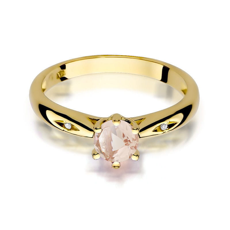 Inel Aur 9K cu Morganit 0.40 ct si Diamante Naturale 0.01 ct, imaginea 2 din 8