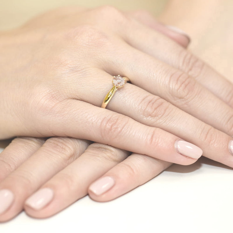 Inel Aur 9K cu Morganit 0.40 ct si Diamante Naturale 0.01 ct, imaginea 4 din 8