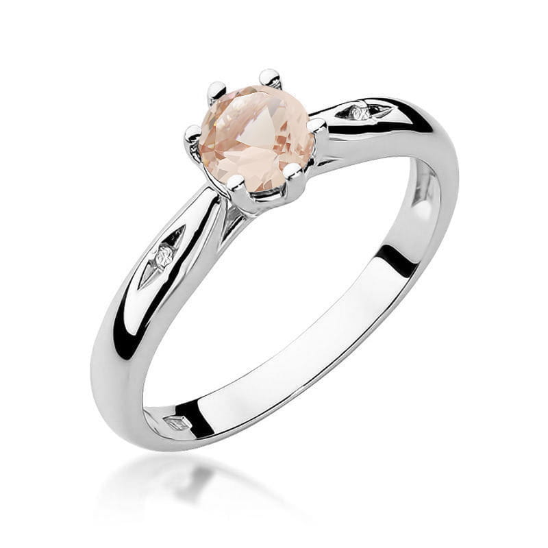 Inel Aur 9K cu Morganit 0.40 ct si Diamante Naturale 0.01 ct, imaginea 5 din 8