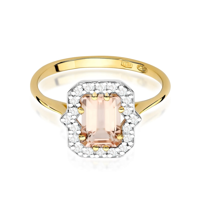 Inel Aur 9K cu Morganit 1.00 ct si Diamante Naturale 0.17 ct, imaginea 2 din 9
