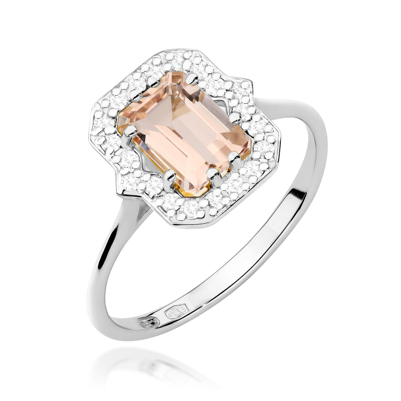 Inel Aur 9K cu Morganit 1.00 ct si Diamante Naturale 0.17 ct, imaginea 6 din 9