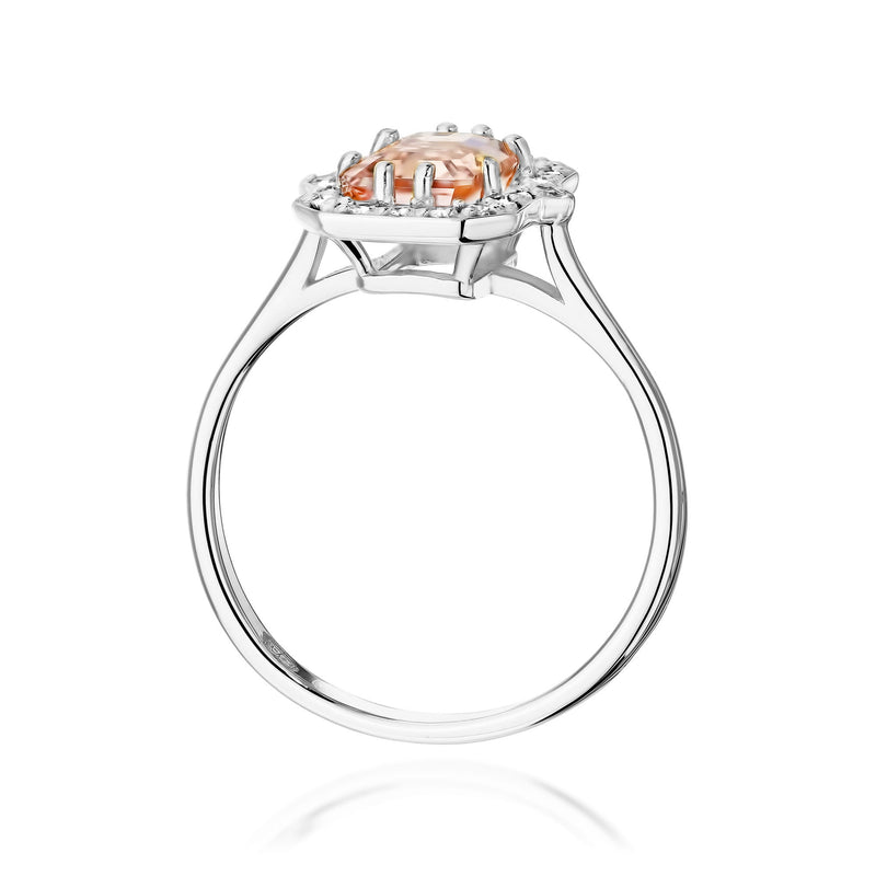 Inel Aur 9K cu Morganit 1.00 ct si Diamante Naturale 0.17 ct, imaginea 8 din 9