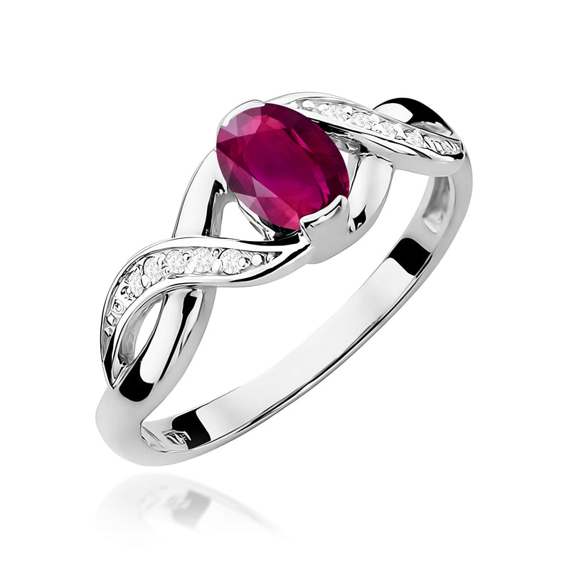 Inel Aur 9K cu Rhodolite 0.50 ct si Diamante Naturale 0.05 ct, imaginea 5 din 8