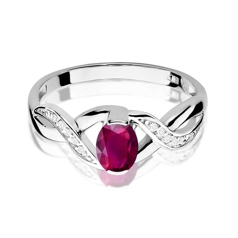 Inel Aur 9K cu Rhodolite 0.50 ct si Diamante Naturale 0.05 ct, imaginea 6 din 8