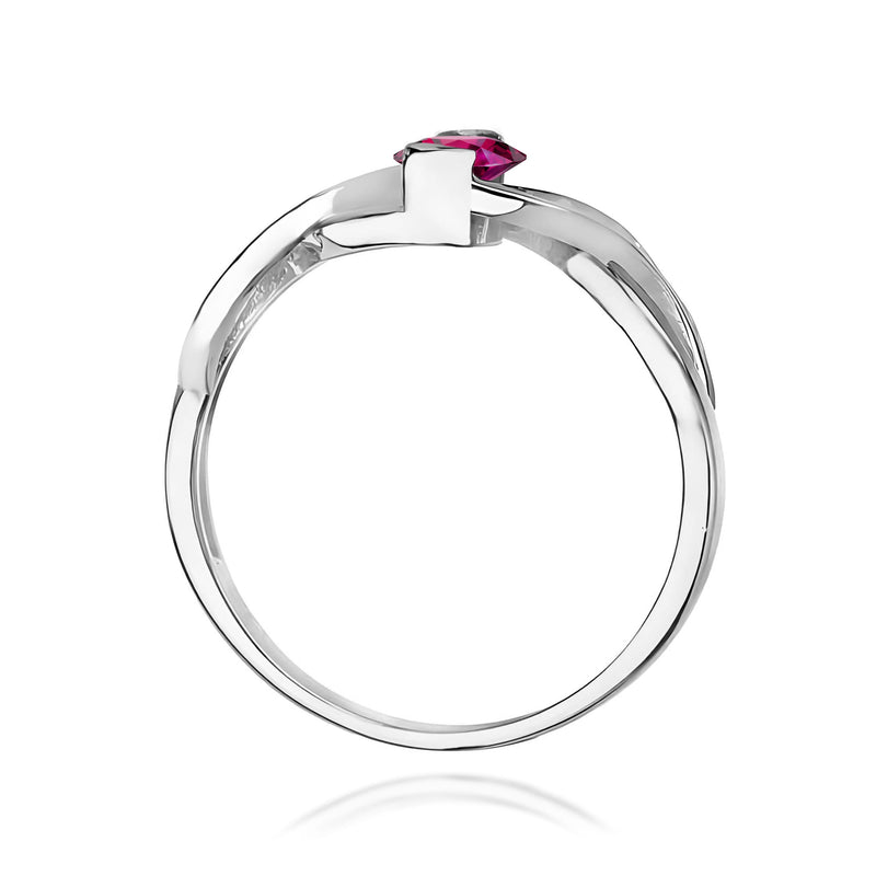 Inel Aur 9K cu Rhodolite 0.50 ct si Diamante Naturale 0.05 ct, imaginea 7 din 8