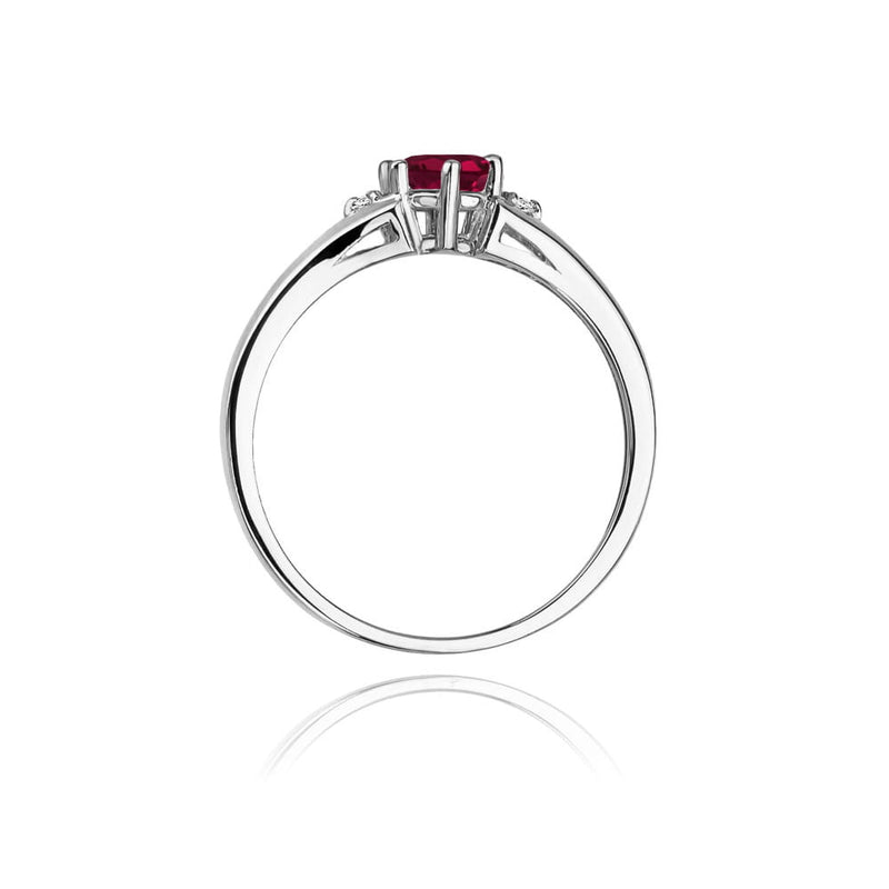 Inel Aur 9K cu Rhodolite 0.60 ct si Diamante Naturale 0.03 ct, imaginea 7 din 8