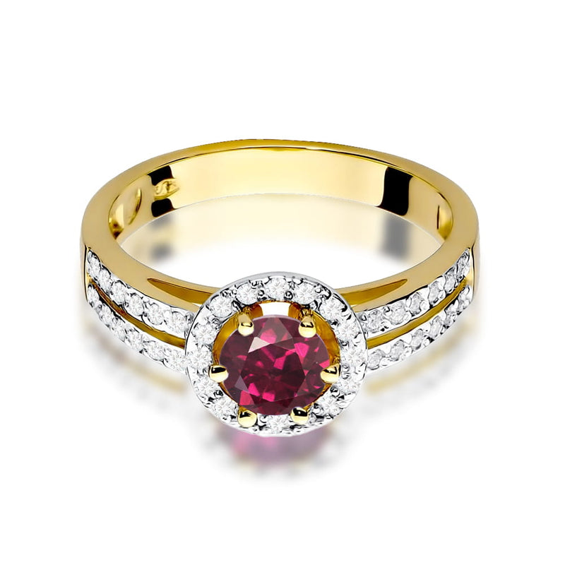 Inel Aur 9K cu Rhodolite 0.60 ct si Diamante Naturale 0.20 ct, imaginea 2 din 8