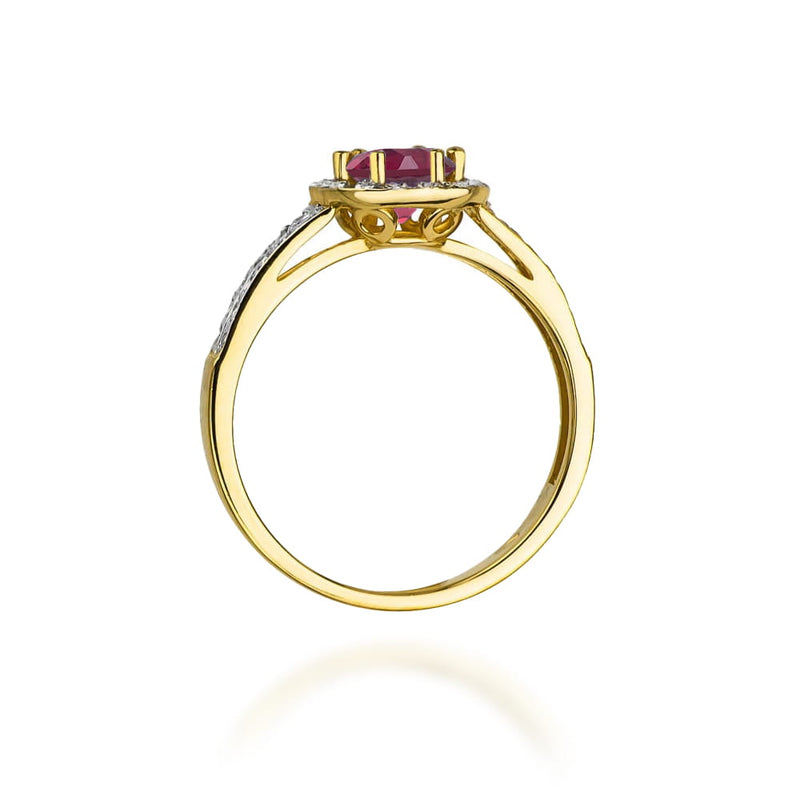 Inel Aur 9K cu Rhodolite 0.60 ct si Diamante Naturale 0.20 ct, imaginea 3 din 8