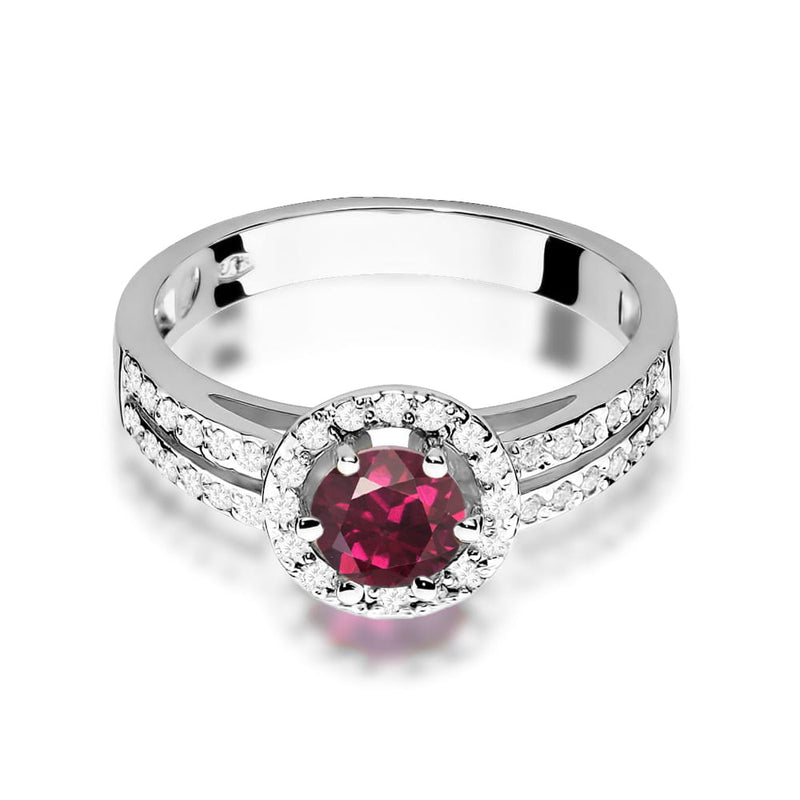Inel Aur 9K cu Rhodolite 0.60 ct si Diamante Naturale 0.20 ct, imaginea 6 din 8