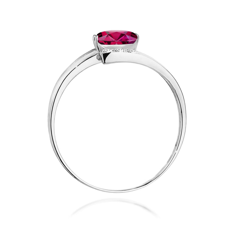 Inel Aur 9K cu Rhodolite 0.50 ct si Diamante Naturale 0.05 ct, imaginea 11 din 12