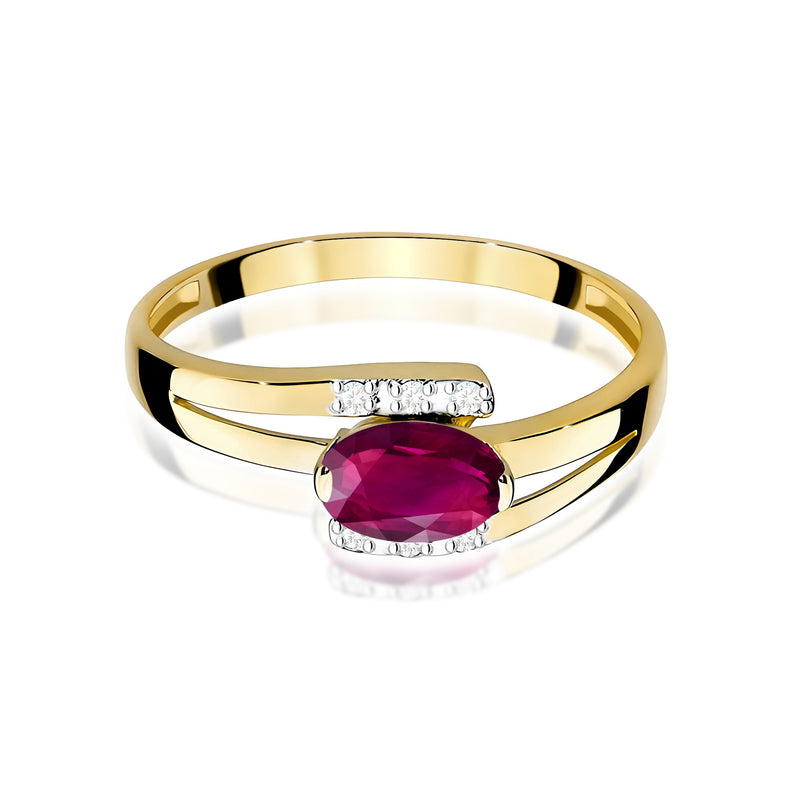 Inel Aur 9K cu Rhodolite 0.50 ct si Diamante Naturale 0.05 ct, imaginea 2 din 12