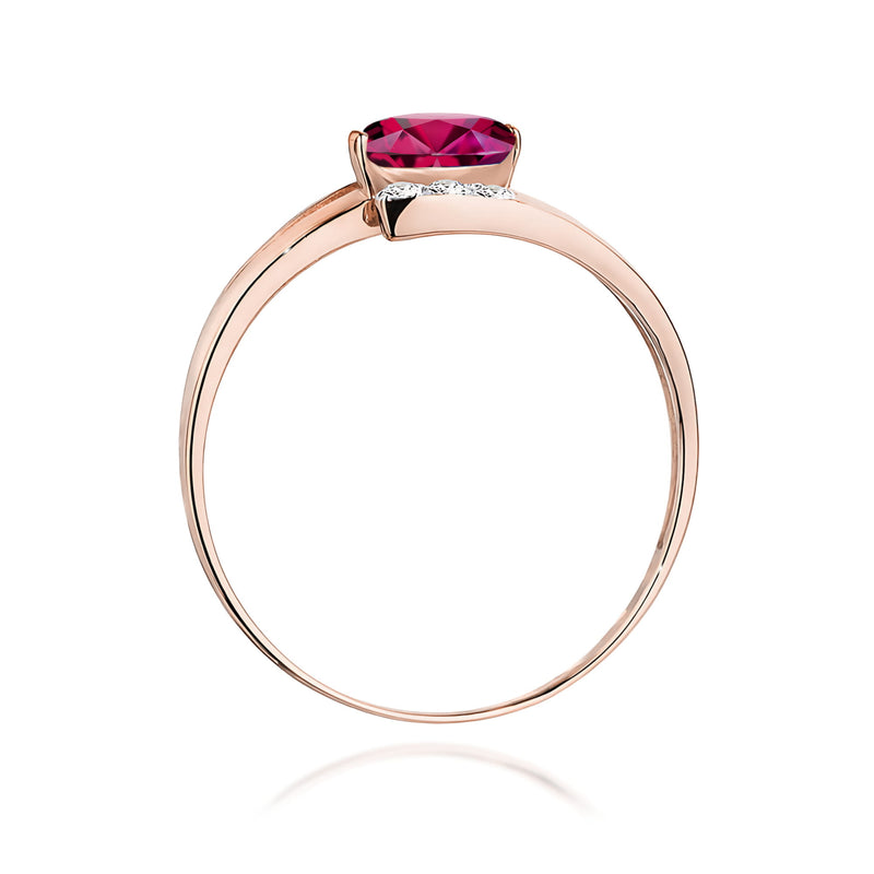 Inel Aur 9K cu Rhodolite 0.50 ct si Diamante Naturale 0.05 ct, imaginea 7 din 12