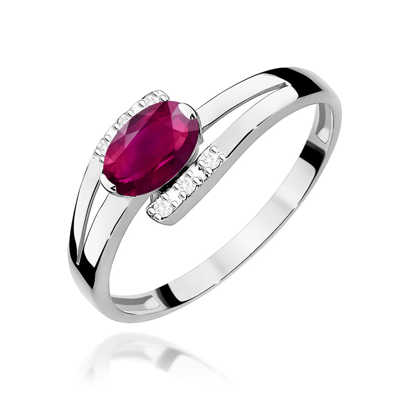 Inel Aur 9K cu Rhodolite 0.50 ct si Diamante Naturale 0.05 ct, imaginea 9 din 12
