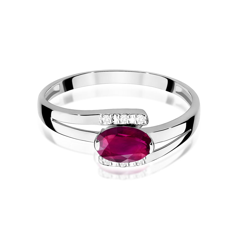 Inel Aur 9K cu Rhodolite 0.50 ct si Diamante Naturale 0.05 ct, imaginea 10 din 12