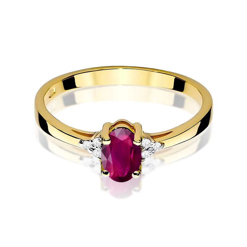 Inel Aur 9K cu Rhodolite 0.50 ct si Diamante Naturale 0.05 ct, imaginea 2 din 8