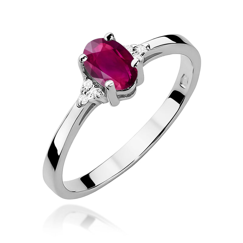Inel Aur 9K cu Rhodolite 0.50 ct si Diamante Naturale 0.05 ct, imaginea 5 din 8