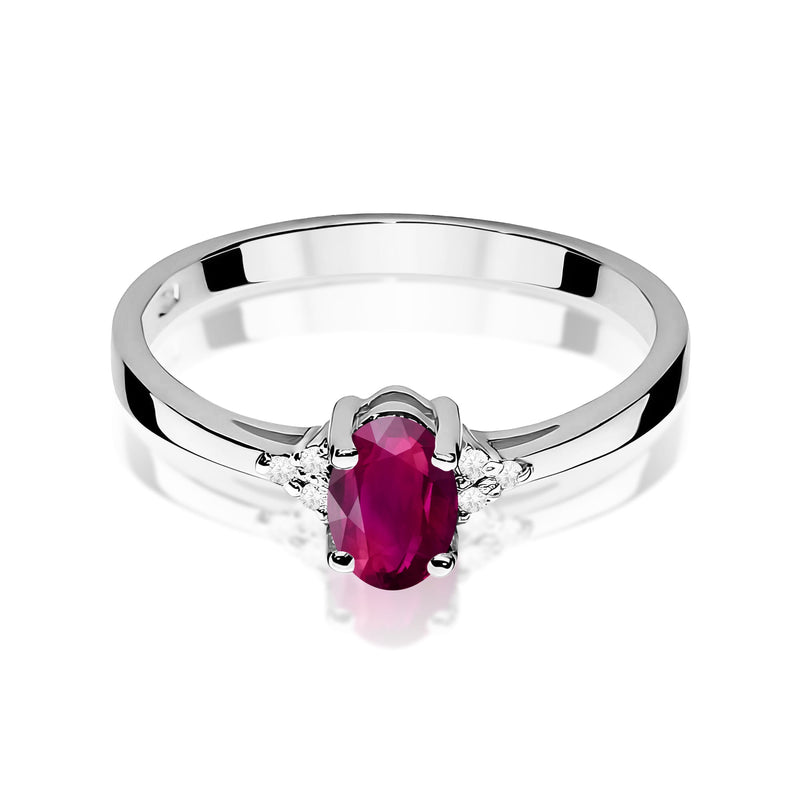 Inel Aur 9K cu Rhodolite 0.50 ct si Diamante Naturale 0.05 ct, imaginea 6 din 8